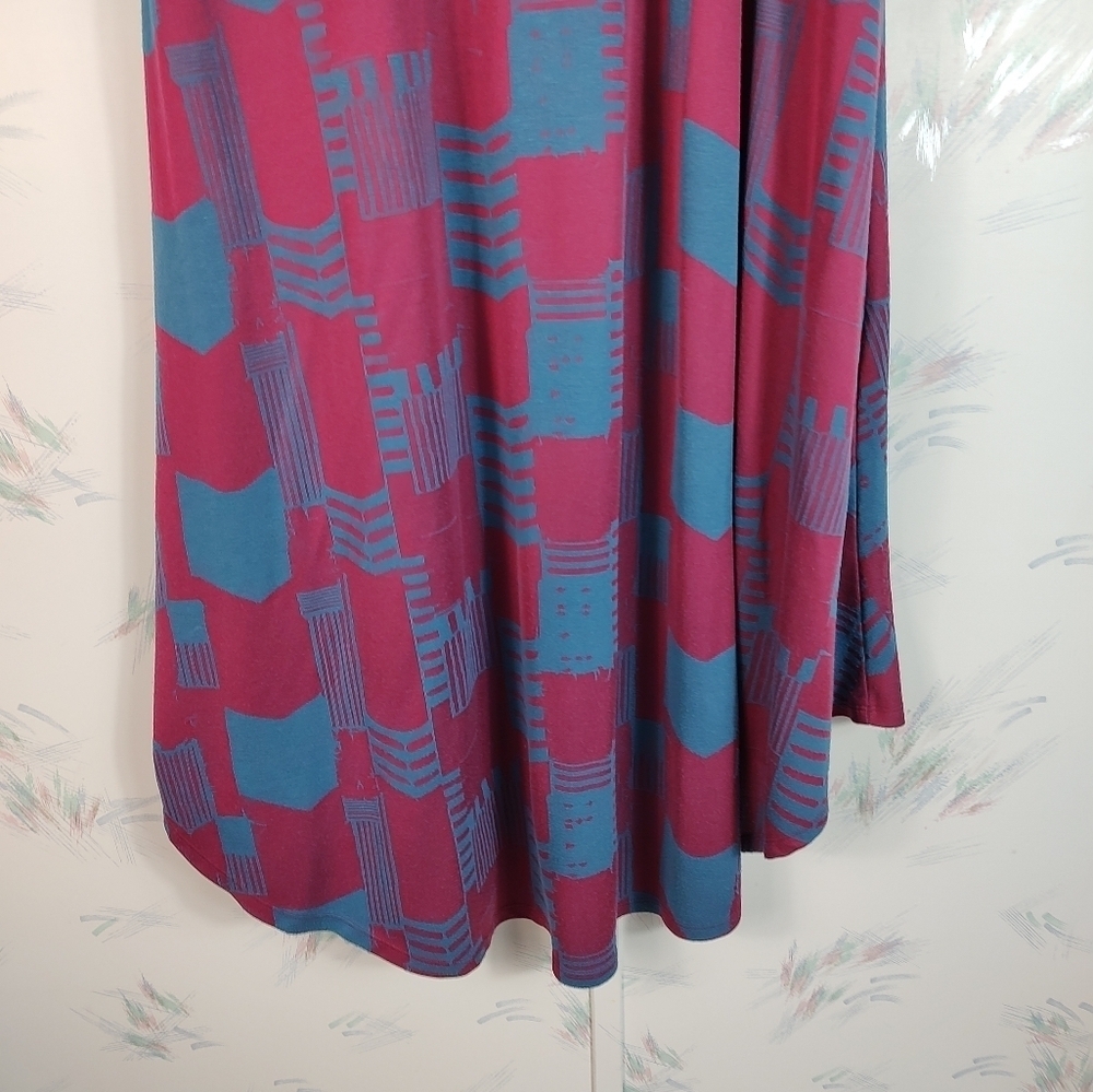 Lularoe Red Blue Checkered Print Midi Dress M - Picture 9 of 9
